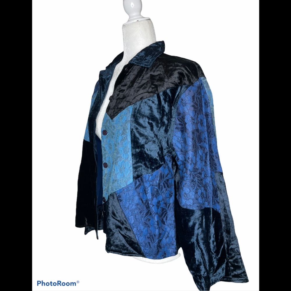 Vintage Silver Stream Blue Patchwork Bohemian Pea… - image 3